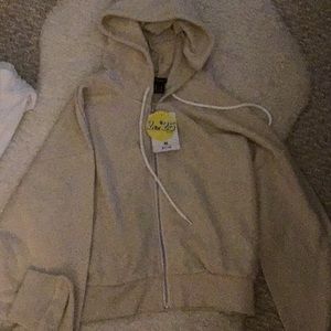 Forever 21 Beige/Nude Cropped Hoodie